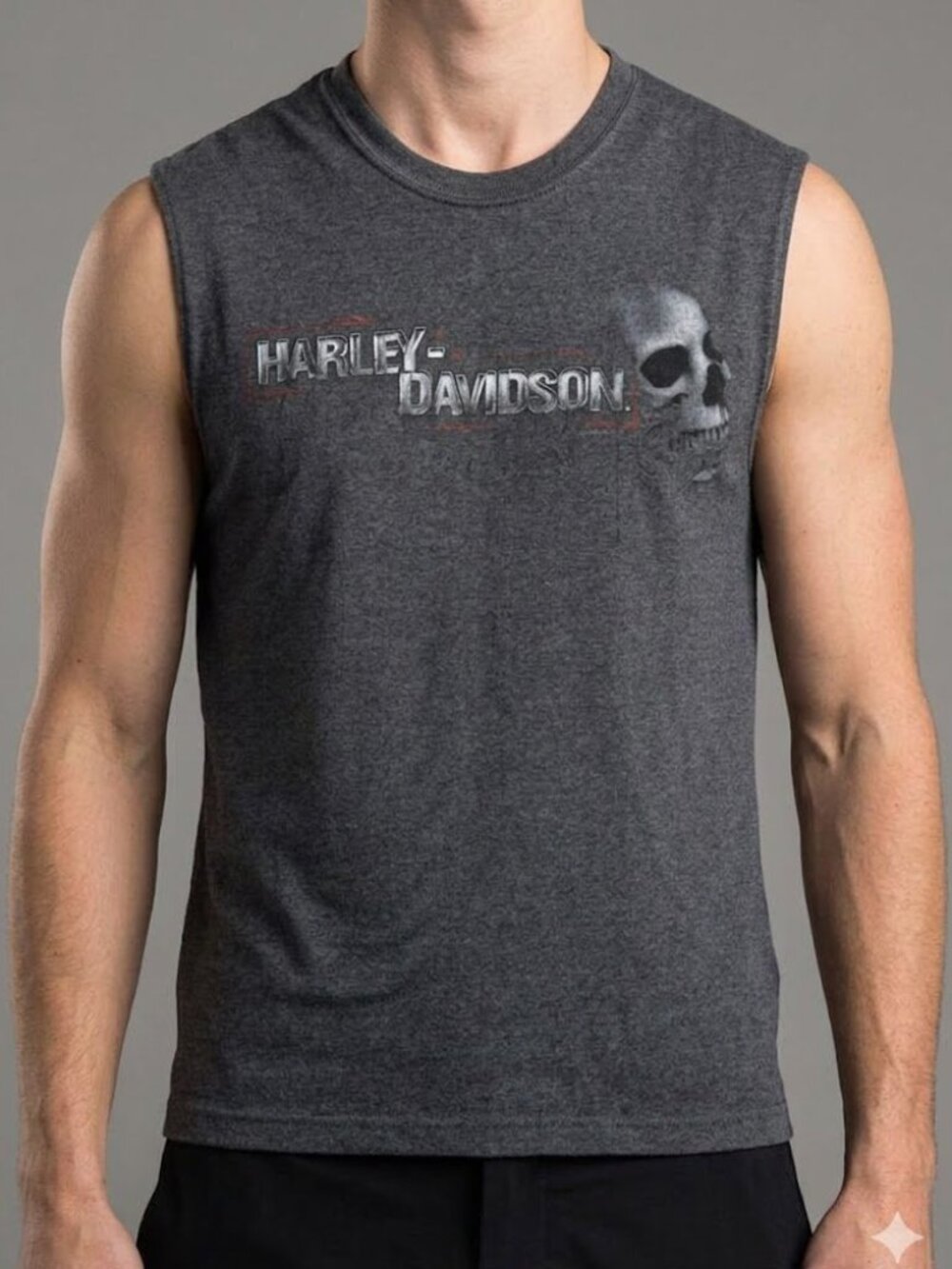 Harley Davidson Double Sided Tank Top Muscle Shirt Skull Biker Dealer Men's L